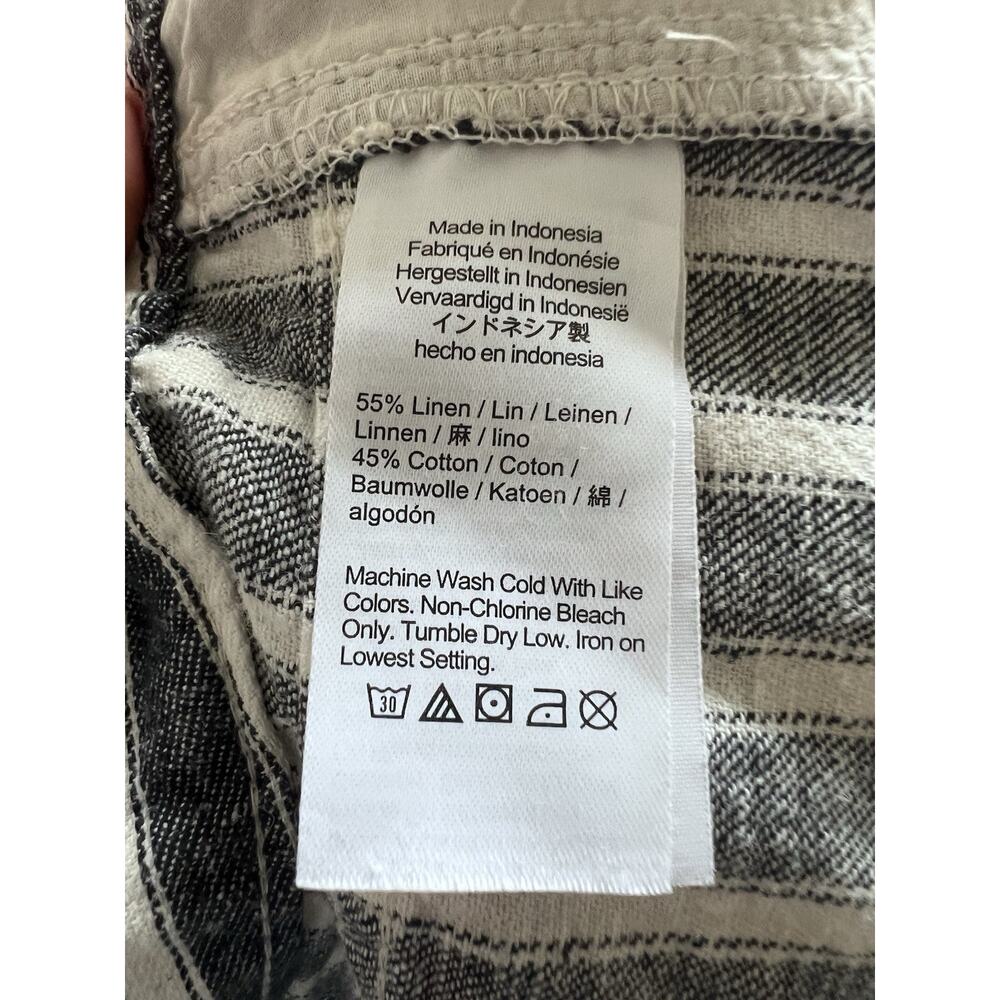 Madewell Zoe Relaxed Wide Pants Linen Blend Navy White Stripe Sz 4 High Rise - Picture 6 of 8